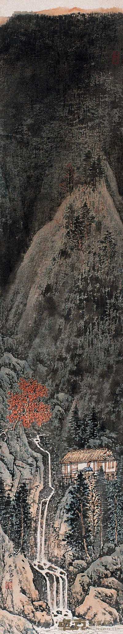 宋玉麟 戊寅（1998）年作 山水 镜心 80×16cm